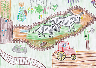 Szene vom Bauernhof gezeichnet